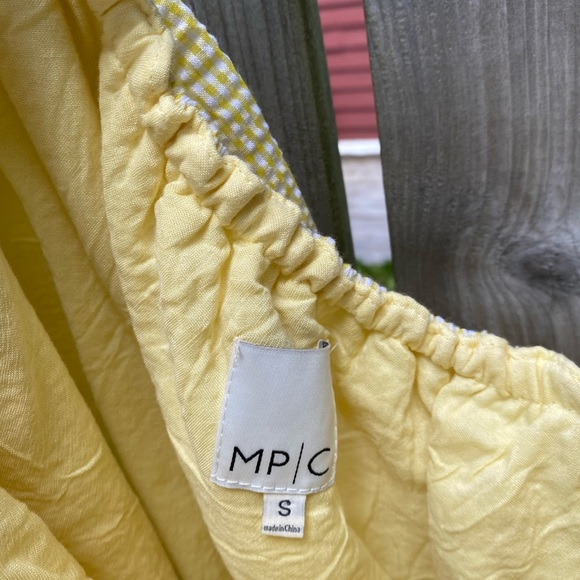 Mink pink yellow gingham one shoulder ruffled crop top - Picture 4 of 5